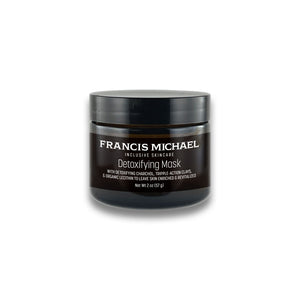 Black jar of Francis Michael Detoxifying Mask on a white background